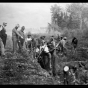 Black and white photograph of African American Civilian Conservation Corps fire fighters, northern Minnesota, ca. 1933. Photographed by the St. Paul Dispatch.