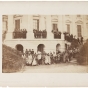 Native delegation in Washington, D.C.; Bagone-giizhig is standing on the balcony, to right of second pillar from the left