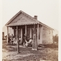 Black and white photograph of the first real estate office in Minneapolis, c.1855.