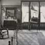 Black and white photograph of a student bedroom inside Graham Hall, 1912 or 1913.