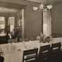 Black and white photograph of the dining rooms of Graham Hall, ca. 1908.