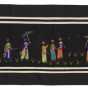 Color image of a Hmong paj ndaub, or story cloth, illustrating Hmong New Year courtship rituals. Made in Ban Vinai, Thailand, c.1988.