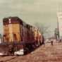 Color image of the last train leaves Currie, April 1977.