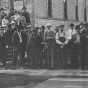 Black and white photograph of locals attending a meeting at the Northwest Experiment Station.  