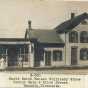 Black and white photograph of Susie Schmitt Hanson's  millinery store, on the corner Main and Olive in Waconia.