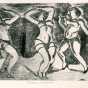 Three Graces, 1928. Drypoint etching on paper by Clement Haupers. 