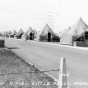 Black and white photograph of a Tent city at Camp Ripley ca. 1950.