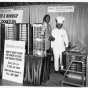 Restaurant trade-show booth for Howard’s Industrial Catering, displaying patented heated food carriers and advertising the Operation Leap Frog feeding program, ca. 1960s. Oscar C. Howard papers, 1945–1990, Cafeteria and Industrial Catering Business, Manuscripts Collection, Minnesota Historical Society.