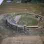 Color image of an aerial view of Metropolitan Stadium, Bloomington, MN, ca. 1958–1966. Photograph: Gordon A. Erickson.