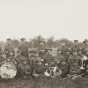 Black and white photograph of First Battalion, Minnesota Motor Corps Band at Camp Lakeview, Lake City, Minnesota, September, 1918. 