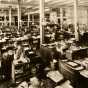 Black and white photograph of West Publishing Company editorial offices, c.1920s. 