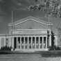 Black and white photograph of Northrop Auditorium, at the head of Northrop Mall, University of Minnesota Minneapolis campus, 1940. 