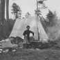 Black and white photograph of Outdoor activities at Itasca State Park, 1898. 