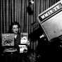 Black and white photograph of an advertisement being filmed for Stadium Checkers and a Cootie game on WMIN-TV, 1954.