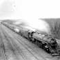 Black and white photograph of a Duluth, Missabe & Northern Railway ore train, Duluth, ca. 1920. Photographed by Louis Perry Gallagher.