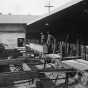 Black and white photograph of lumber milling equipment, St. Paul branch of the Weyerhaeuser Company, ca. 1935.