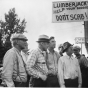 Michigan strikers reading bulletin board at strike headquarters, Marenisco, Michigan.