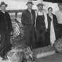 Black and white photograph of farmers who braved the picket lines to reach the Minneapolis city produce market during the truckers' strike, 1934. Photograph by the Minneapolis Tribune.