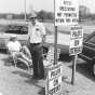 Black and white photograph of Northwest pilots on strike, 1978.