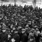 Black and white photograph of union supporters rallying in Rice Park on December 2, 1917.