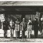 Black and white photograph of the Willmar 8 on strike, c.1977