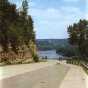 Color image of Highway 8 entering Interstate Park, Taylors Falls, MN, 1945.