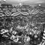 Black and white photograph of Governor Elmer Benson speaking at a Farmer-Labor state convention in Duluth, 1938.