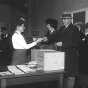 Minnesota Governor J. A. O. Preus and Idelle Preus voting, ca. 1920.