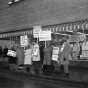 Black and white photograph of NAACP members picketing outside Woolworth’s for integrated lunch counters, St. Paul, 1960. 