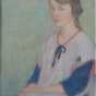 Color image of unknown title, obverse (Girl in a Tabard), oil-on-canvas painting by Elsa Jemne, 1920.