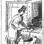 Black and white scan of "Mr. Lowry, having no cash to put in it, uses the office safe for a coal bin." Minneapolis Journal, April 15, 1889. 