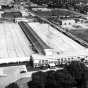 Black and white aerial photograph of the Thermo King Corporation campus in Bloomington as it appeared, c.1960.