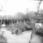 Black and white photograph of Godfrey Mill dam, Minnehaha Falls, c. 1889.