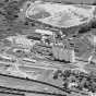 Black and white aerial view of the American Crystal Sugar factory in Chaska. Photographed by Vincent H. Mart in 1969.