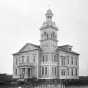 Black and white photograph of a public school in Virginia, Minnesota, 1895.  