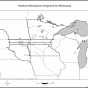 Map of three northern boundaries proposed for the state of Minnesota at varying degrees of latitude.