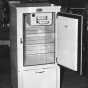 Black and white photograph of an electric refrigerator, 1931.