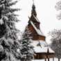 Hopperstad Stave Church replica, winter