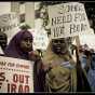 Photograph of Somali Minnesotans protesting the 2008 Republican National Convention in St. Paul.