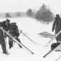 Black and white photograph of winter operations training at Camp Ripley, ca. 1980. 