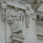 Color image of a relief statue of St. Paul carved by Leon Hermant for the exterior of the Cathedral of St. Paul. Photographed by Paul Nelson on July 10, 2014.