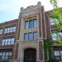 Color image of the front entrance of Marshall Junior High School (now Webster Elementary School) in St. Paul designed by Clarence Wigington and built in 1924 and 1925. Photographed by Paul Nelson on August 15, 2014.