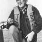 Black-and-white photograph of Minnesota governor Rudy Perpich at the Minnesota fishing opener in June of 1977.