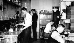 Black and white photograph of research and development division, Economics Laboratory, 1938.