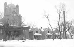 Black and white photograph of Sharei Zedeck Synagogue, razed for Sumner Field Project, Minneapolis, 1936.