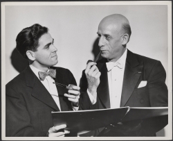 Dimitri Mitropoulos with a musician, ca. 1940