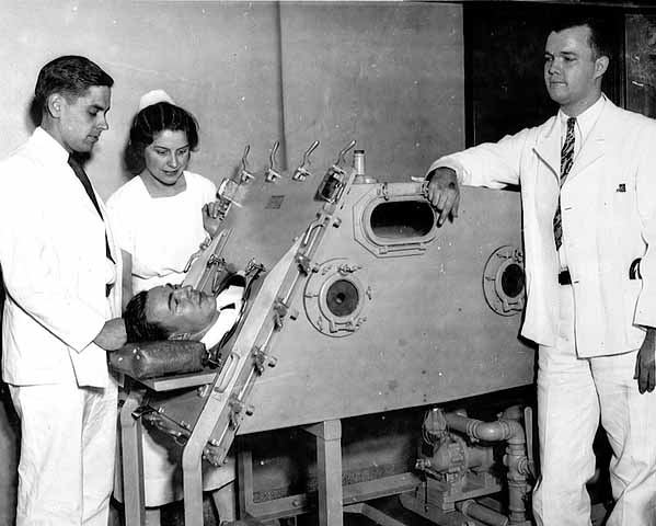 Iron lung patient and staff, Sister Kenny Institute, Minneapolis | MNopedia