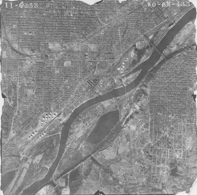 Mississippi River southwest of downtown St. Paul, 1953