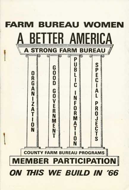 Cover of a pamphlet about the Farm Bureau women’s programs, 1966.