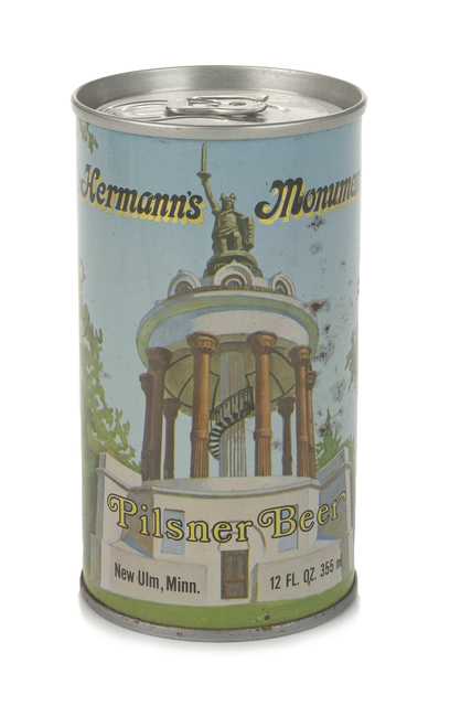 Color image of a Hermann's Monument beer can, ca. 1980.